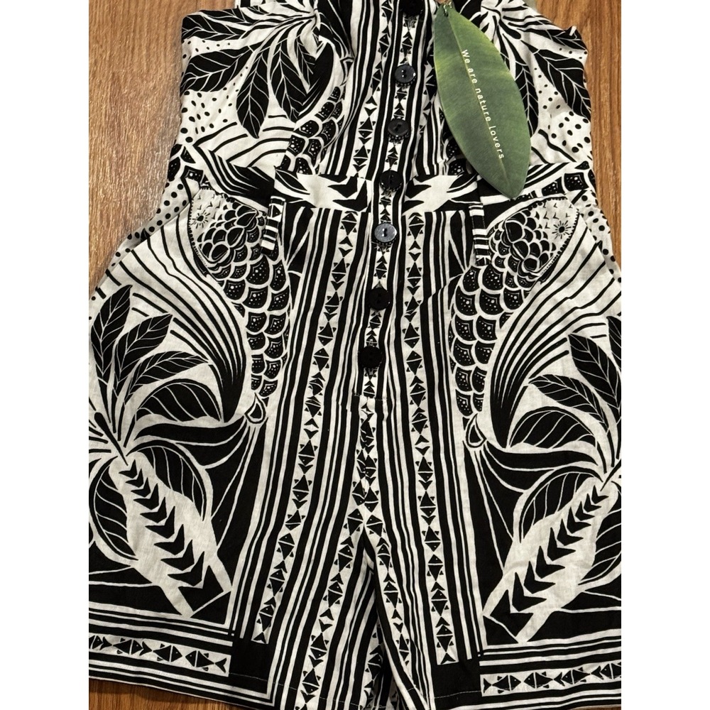 Farm Rio Monochrome Elegance Scarf Off-white Romper XS New Tags $190 - Picture 3 of 5